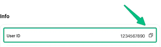 Bitget screenshot: your UID, highlighted with a green box