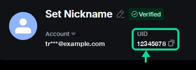 MEXC screenshot: your UID, highlighted with a green box