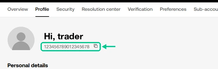 OKX screenshot: your UID, highlighted with a green box
